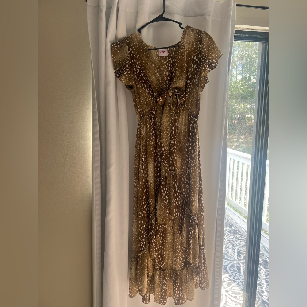 Fawn print high low dress- read description